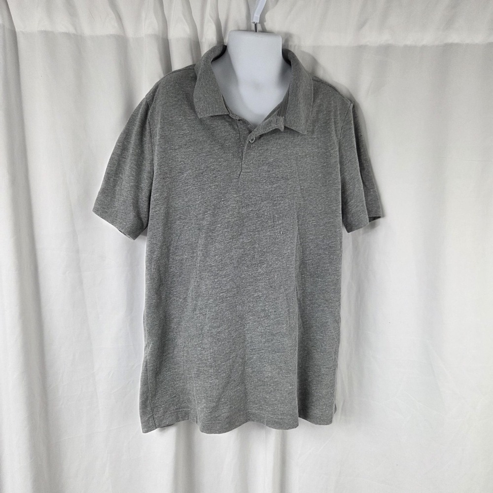 Old Navy Polo Shirt Kids 10-12 Gray Tagless Jersey Basic Short Sleeve Top Casual
